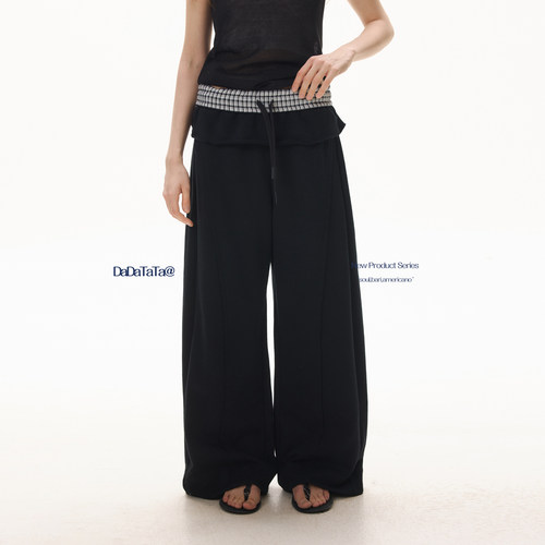 晶咕白标DADATATA 夏季新款【miu式甜酷】大码女装胖mm纯棉阔腿裤