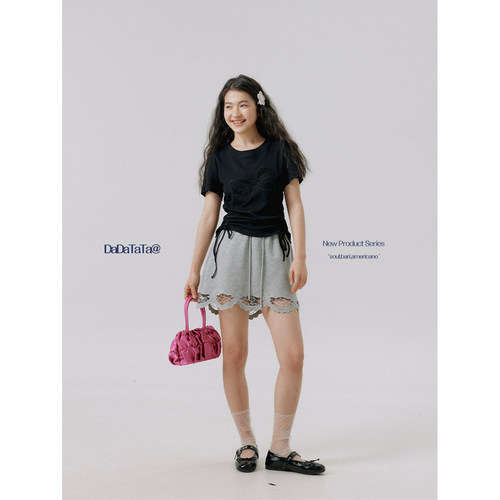 晶咕白标DADATATA【悠然甜心】刺绣短袖T恤微胖女生洋气显瘦上衣