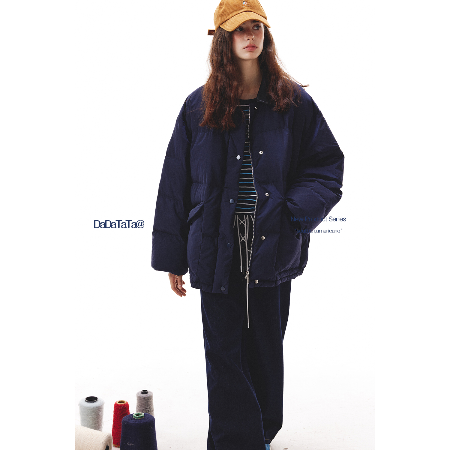 晶咕白标DADATATA【秋明州暮色】90白鸭绒撞色羽绒服女秋冬面包服