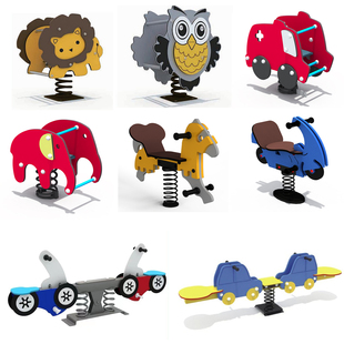 户外儿童PE板摇马幼儿园小区塑料动物弹簧摇摇乐木马跷跷板定制