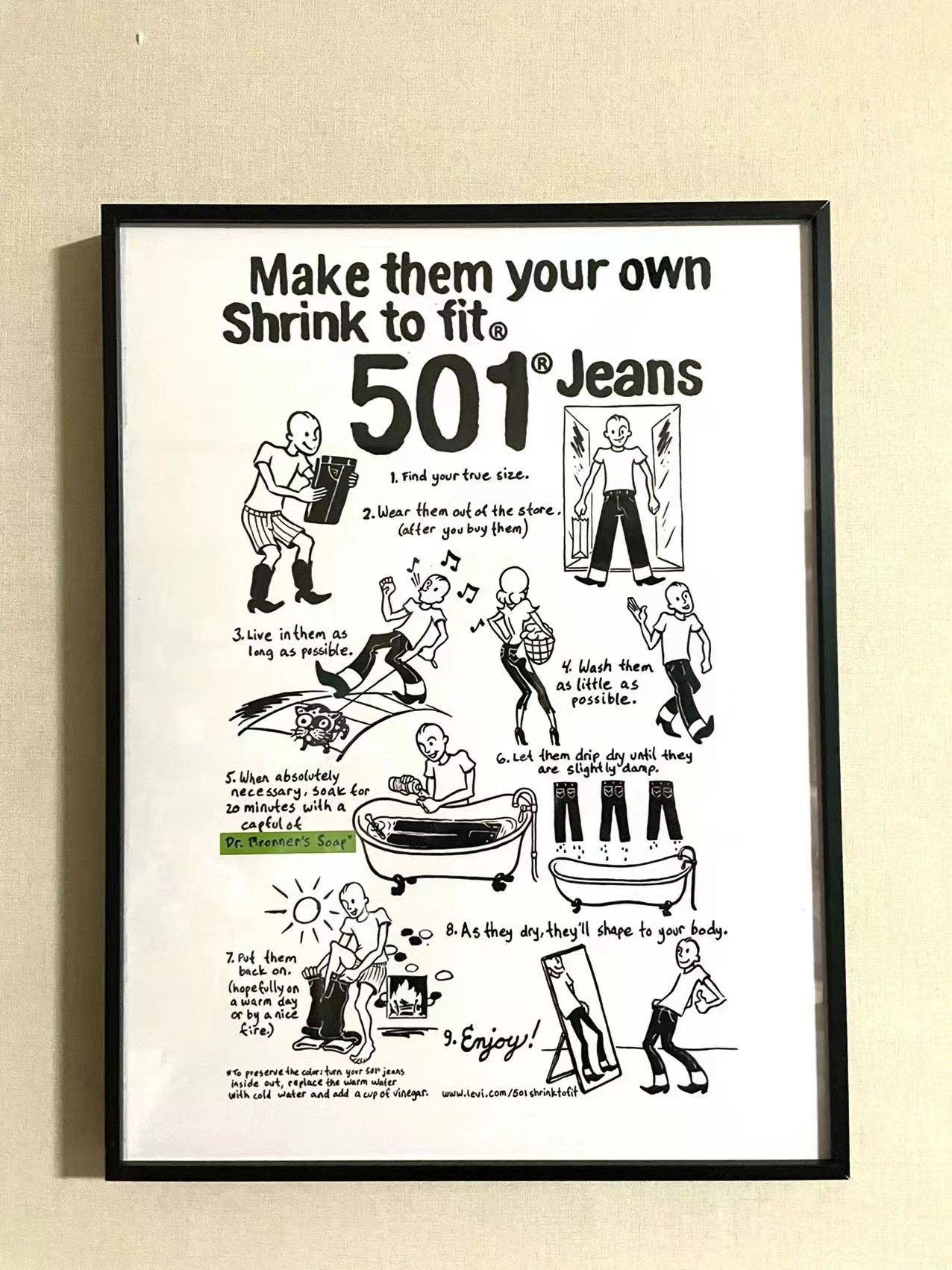 levis 牛仔裤广告复古小众个性海报 街拍卧室拍照装饰画