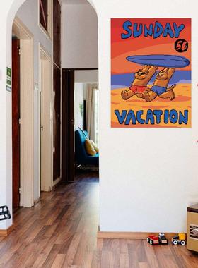 猫猫英雄冒险 多巴胺风日韩系开店背景墙贴创意ins小众海报装饰画