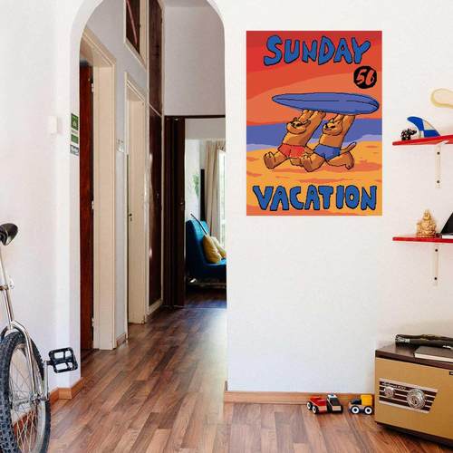 韩系猫咪小众背景墙贴海报