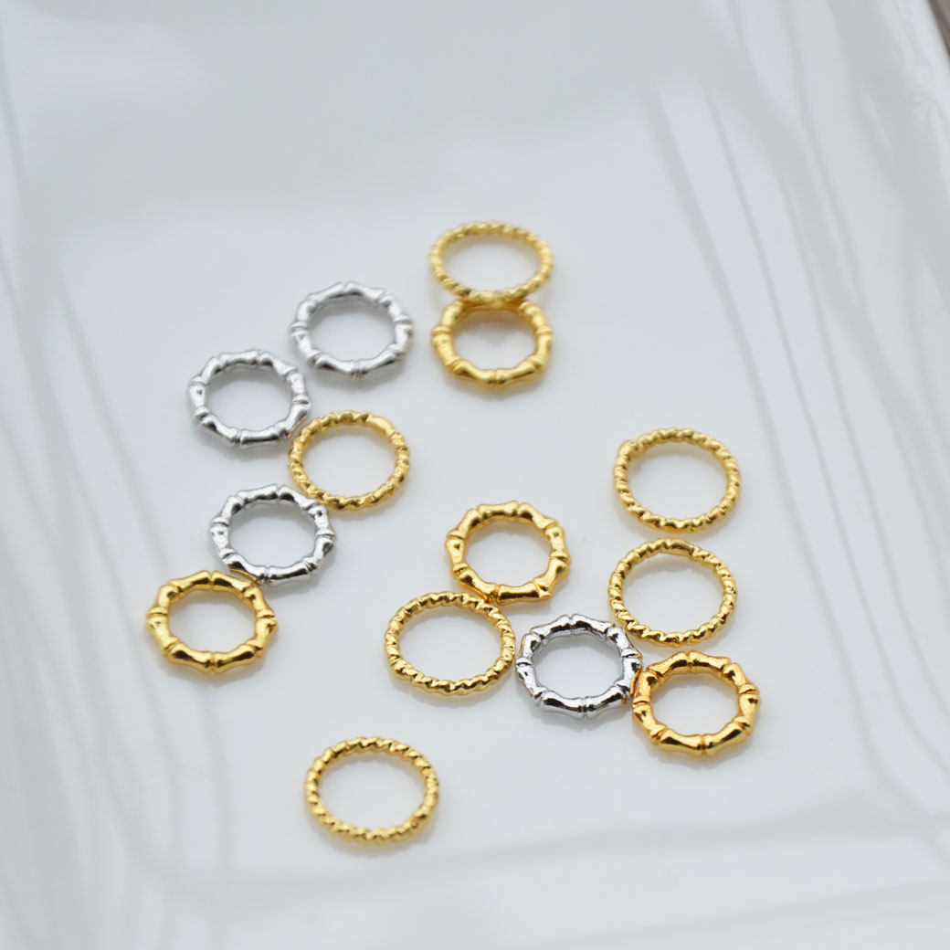 君绾青丝纯铜镀真金内径8MM闭口圈竹节圆环麻花圈手工饰品配件DIY