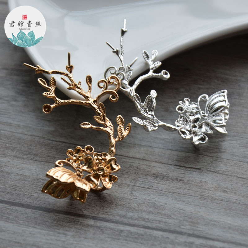 发簪纯铜纯铜蝶恋花树枝保色