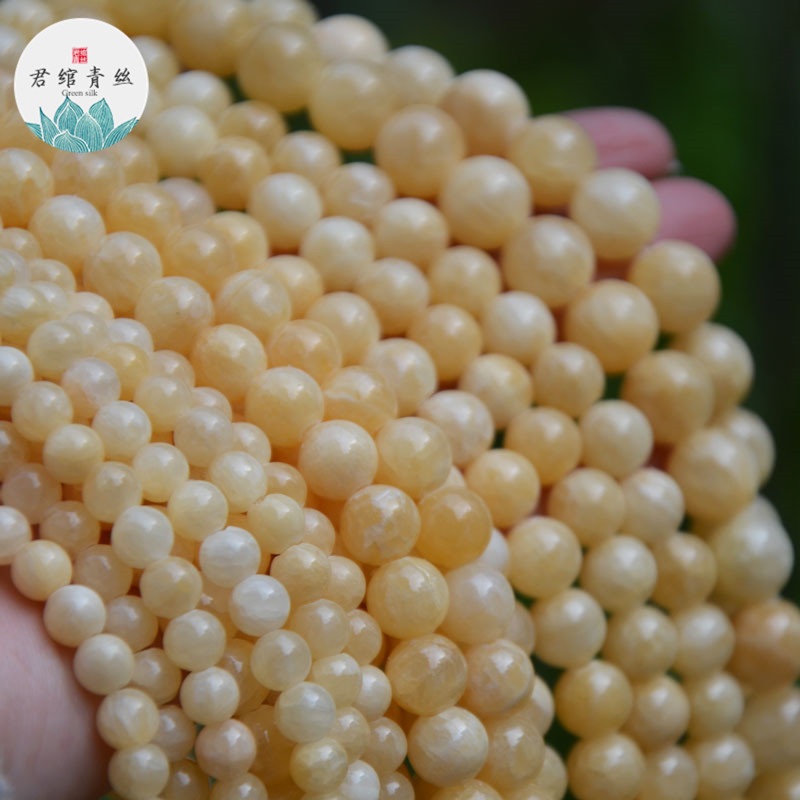 纯天然无优化米黄玉圆珠散珠