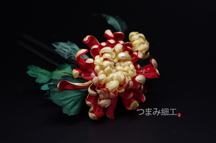 手工制作头饰发饰发簪金红菊花簪适用汉服和服旗袍Lolita