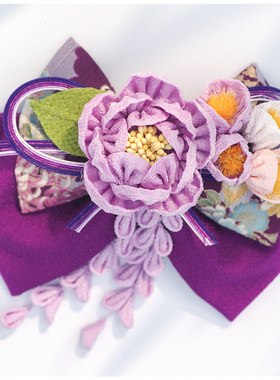 日本和服浴衣发饰/头饰/ 大蝴蝶结   山茶 紫色系 牡丹 kc头饰