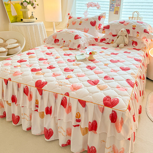 2026新款夹棉床裙单件秋冬加厚实款纯棉全棉遮丑下摆三件套床笠罩