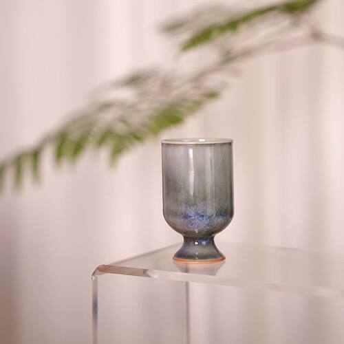 景德镇纯手工陶瓷原矿釉主人杯开片高足酒杯茶杯复古家用个性孤品