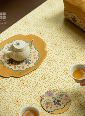 知舍·镜花源壶承&杯垫中式复古宫廷风手工双层茶垫茶道配件