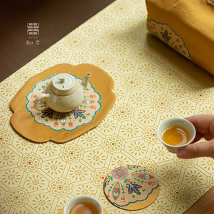 知舍·镜花源壶承&杯垫中式复古宫廷风手工双层茶垫茶道配件