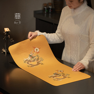 知舍·龙珠干泡席新中式复古宫廷风双层茶桌垫