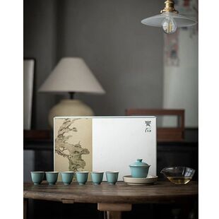 颜色釉素雅整套茶具套装家用礼盒装纯色盖碗壶承茶杯杯整套