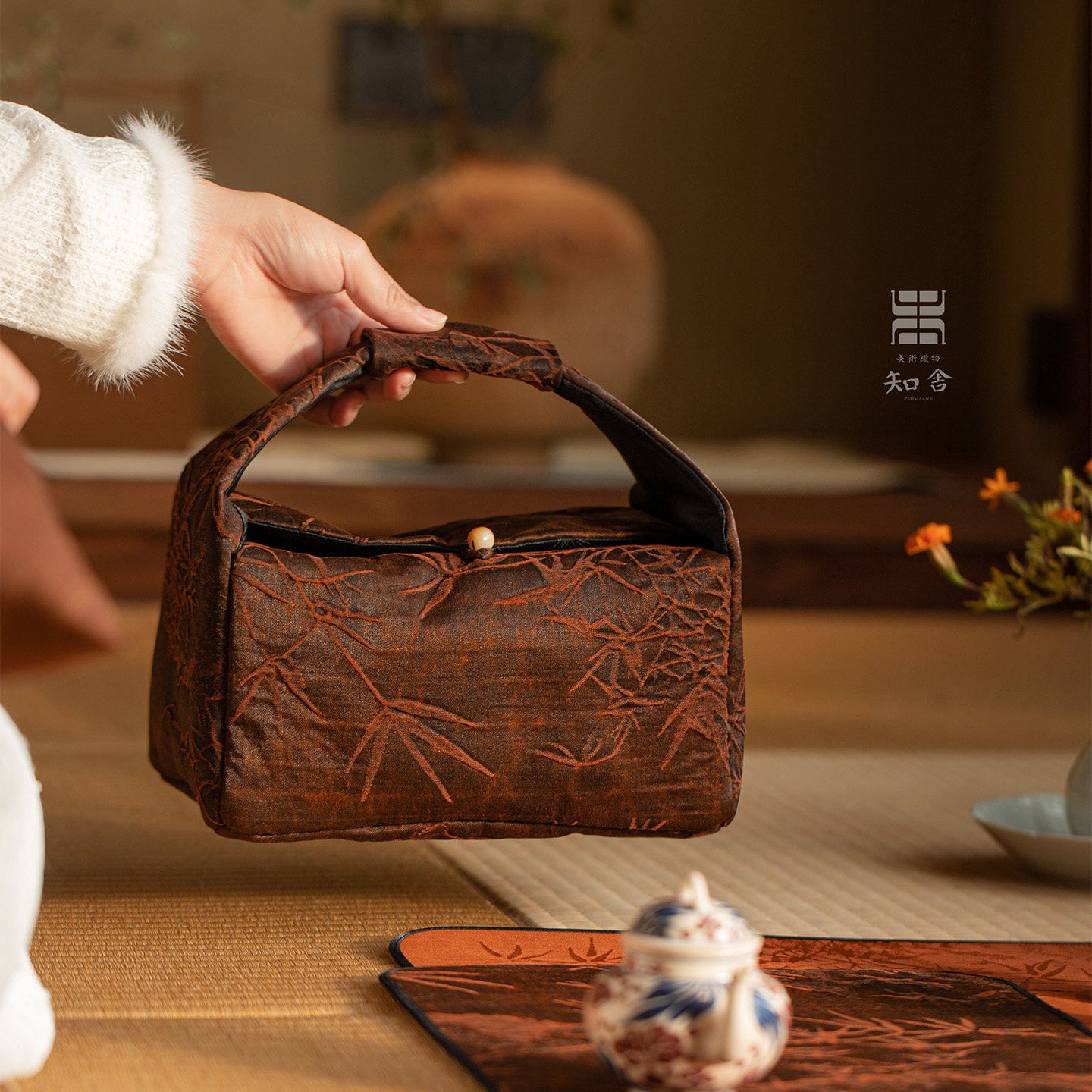 知舍·香云纱平安竹旅行包 茶壶杯收纳新中式复古布袋,居家布艺,茶席,淘宝优惠券,粉丝福利购,淘宝优惠卷