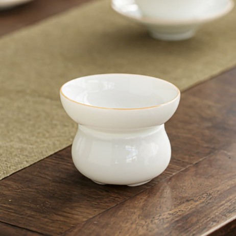 甜白茶滤陶瓷过滤器描边日式功夫茶具金边茶漏网配件白瓷家用创意