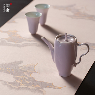 茶桌台布垫双面布艺桌旗喝茶会客知舍 云霞翠轩织锦茶席复古中式