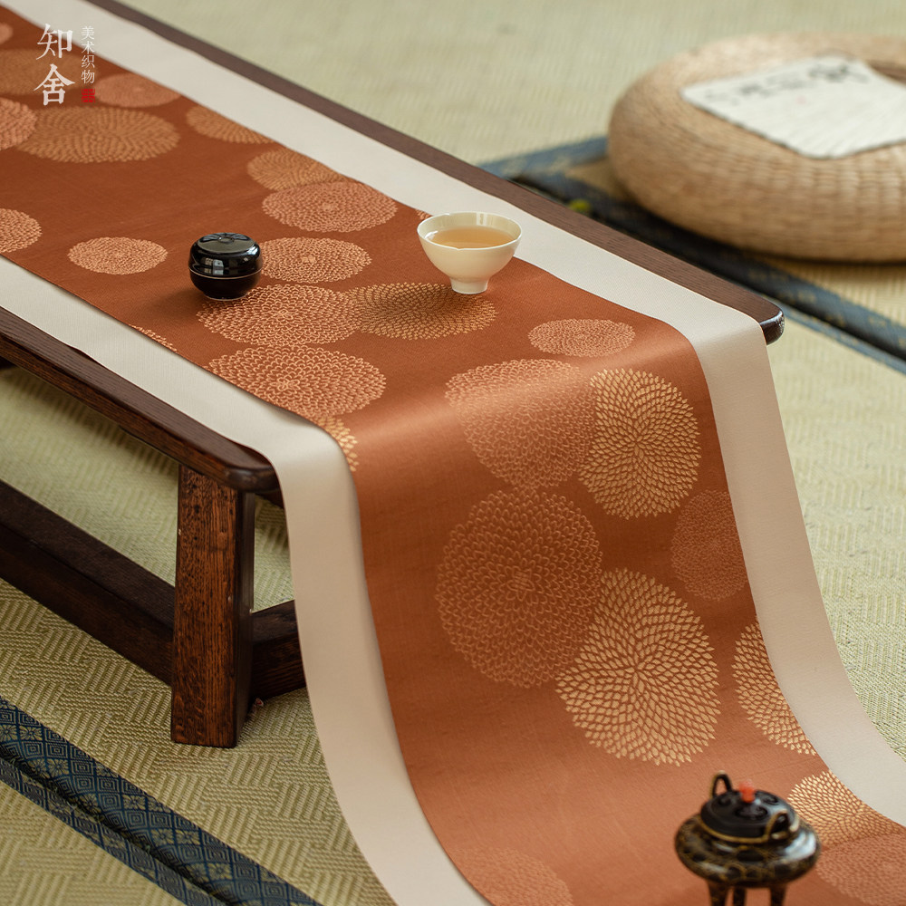 长安菊织锦茶席套组 金丝提花宫廷中式复古轻奢布艺桌旗知舍原创,居家布艺,茶席,淘宝优惠券,粉丝福利购,淘宝优惠卷