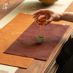 红云纱海水纹茶席复古干泡席茶垫素雅文艺喝茶商务会客小桌垫知舍