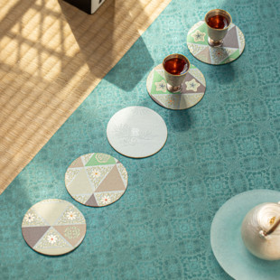 知舍·金彩山花纹杯垫 织锦材质 新中式复古宫廷风家居隔热茶桌垫