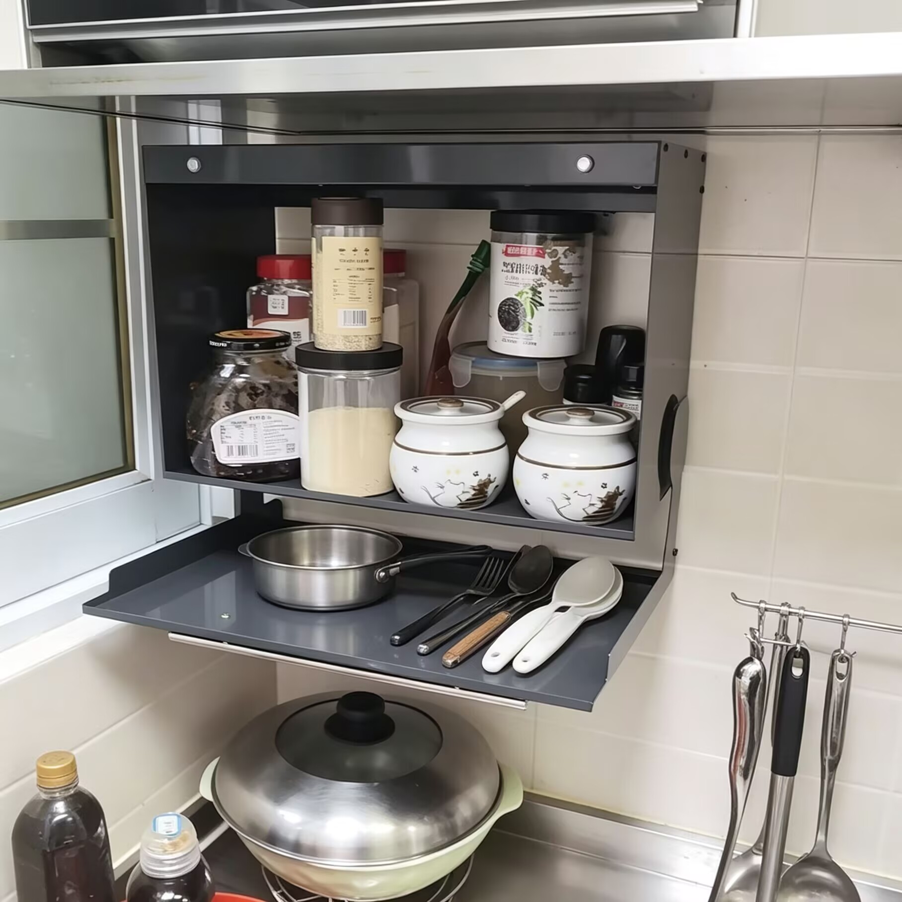 厨房置物架吊柜双层下方