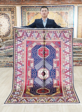 天匠美式复古客厅地毯别墅卧室耐脏手工地毯122x183cm