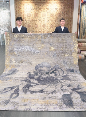 天匠别墅地毯出口全球87国现代简约轻奢羊毛地毯243x308cm