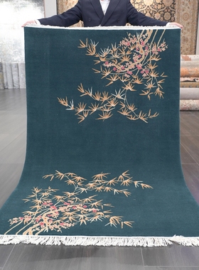 天匠中国风羊毛地毯复古风格手工打结无甲醛易打理地毯122x183cm