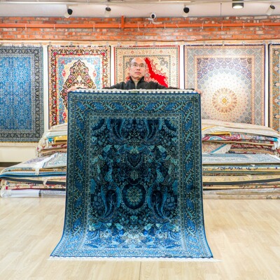 天匠土耳其进口真丝地毯大布里士波斯别墅大宅手工地毯122x183cm