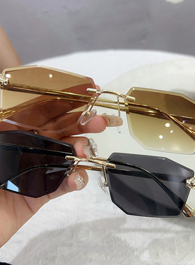 亏本清仓gm墨镜女网红太阳镜潮时尚黑色无框眼镜大脸显瘦防紫外线
