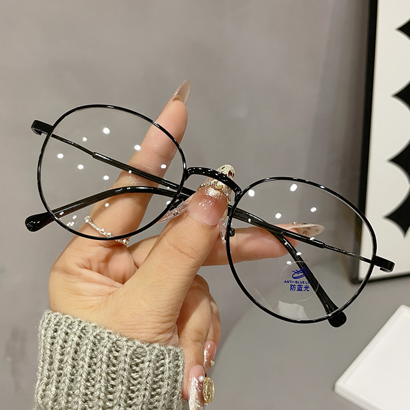新款圆形防蓝光眼镜架男金属韩版成品眼镜框女时尚学生近视镜