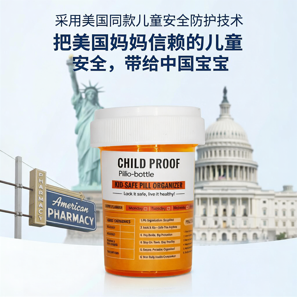 美国同款儿童安全锁药瓶 防误食便携分装药盒 随身密封防潮药箱