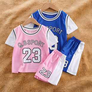 儿童运动套装2026夏季速干篮球服女童女孩短袖短裤跑步专用球衣