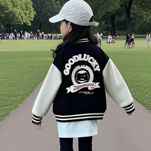 女童外套2025新款今年流行爆款女宝女孩一体绒加绒加厚保暖棒球服