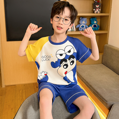 蜡笔小新超萌宝宝睡衣夏季短袖短裤薄款儿童纯棉男女孩家居服套装