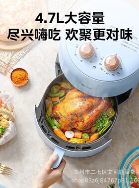 美的MF-KZE5012空气炸锅4.7L双旋钮控制大容量家用薯条机礼品塑料