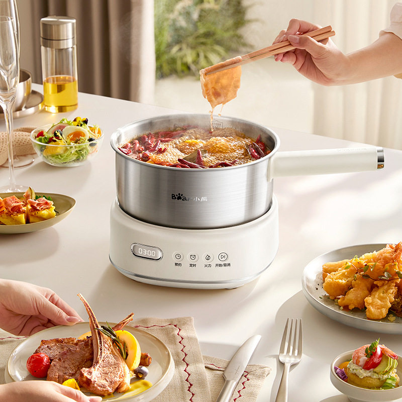 小熊电煮锅DHG-F25P1 多功能小型不锈钢电火锅分体式电蒸锅家用锅