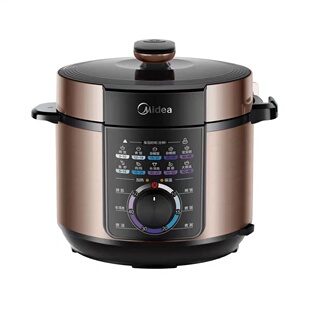 MY-YL50X3-102电压力锅家用智能5升多功能电高压锅咖啡色美的黑晶