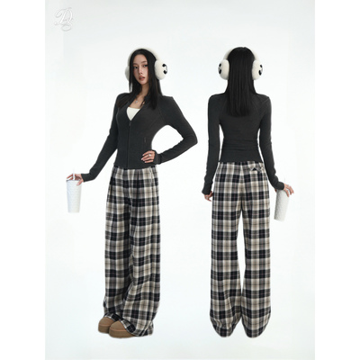 限量Dailyshero*Check Melody美高生——100棉%黑咖格纹裤