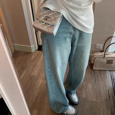 限量【刷银冷萃】私藏品！打破时髦壁垒！流动的星河感擦银牛仔裤