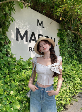 【Midsummer白茉莉】轻法式cake古着少女/方领上衣