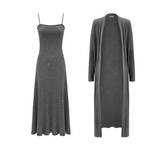 Momoshero【urban轻熟女】美的很有礼貌~素调星闪感的连衣裙/开衫