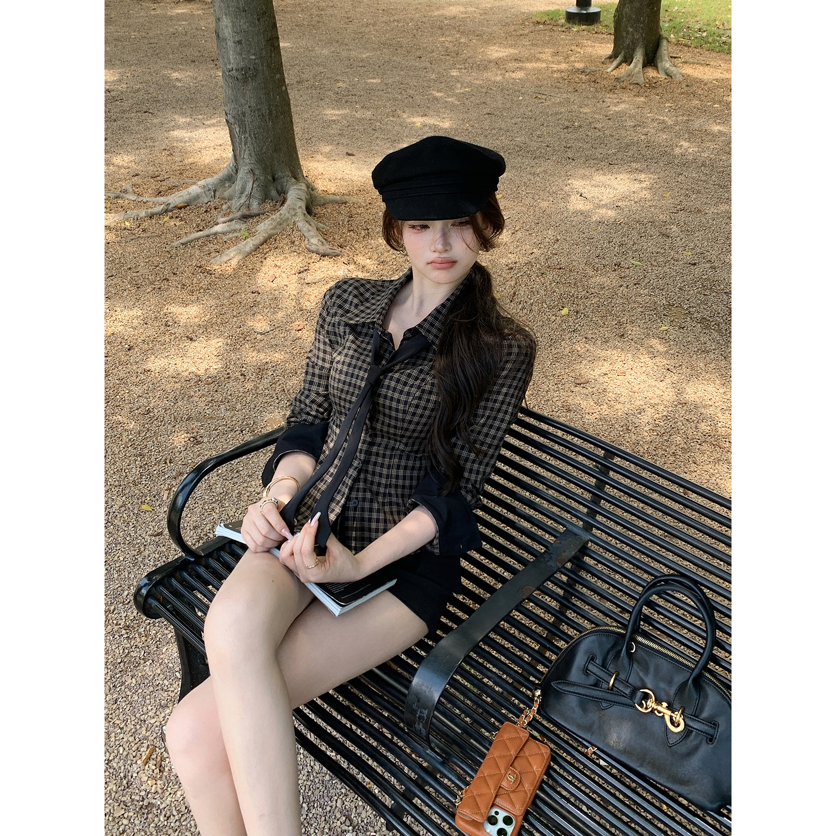 现货【霍格沃兹日记】年年都爱穿“vtg格子“衬衫/工装口袋短裤