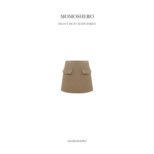 Momoshero【韩女日刊/咖】淡卡其”korean长期主义品“短半裙