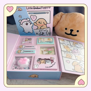 小奥汀X线条小狗联名礼盒水光嘟嘟唇蜜眼影高光盘发光狗嫩粉套盒