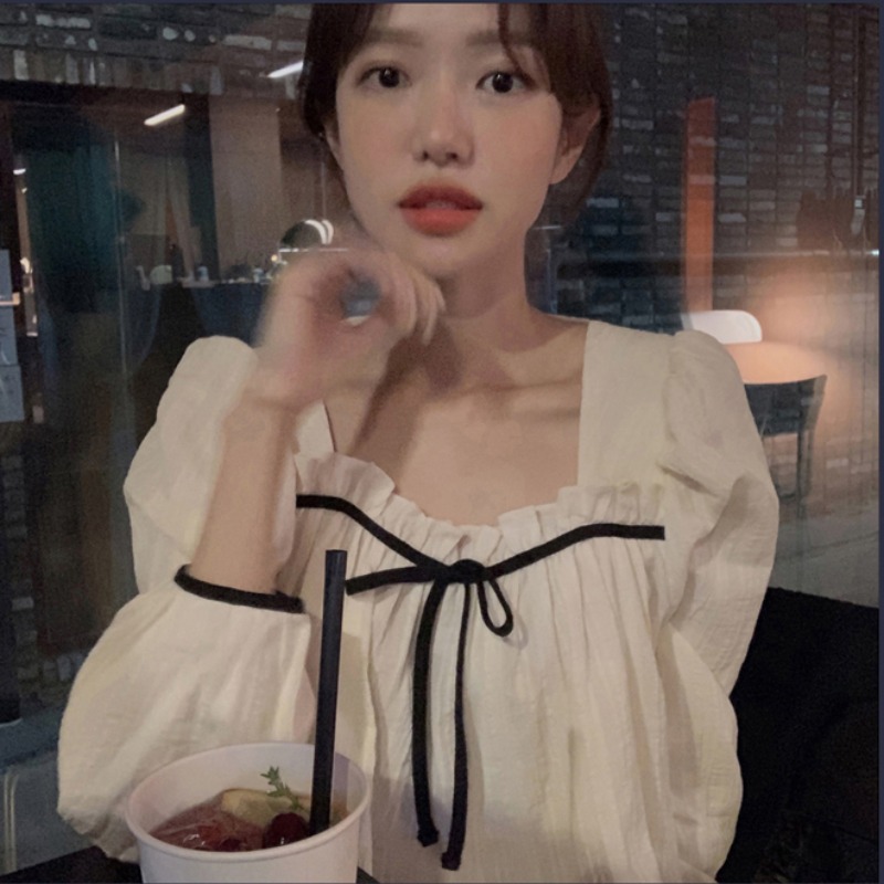 2021早春新款設計感甜美襯衣儀式感滿滿氣小眾宮廷風質溫柔木耳邊