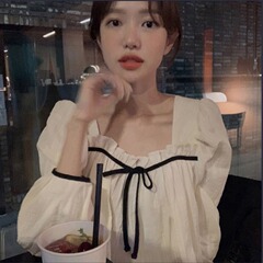 2021 early spring new design feeling sweet shirt ceremony feeling full of air minority court style gentle ear edge