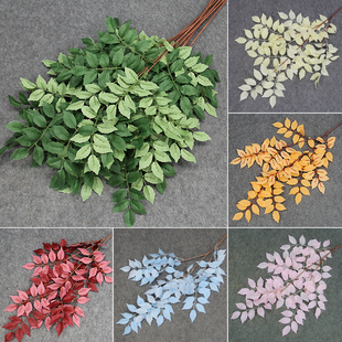 仿真凌霄叶绿植叶子婚庆家居摆放软装婚礼堂吊顶装饰路排插花花材