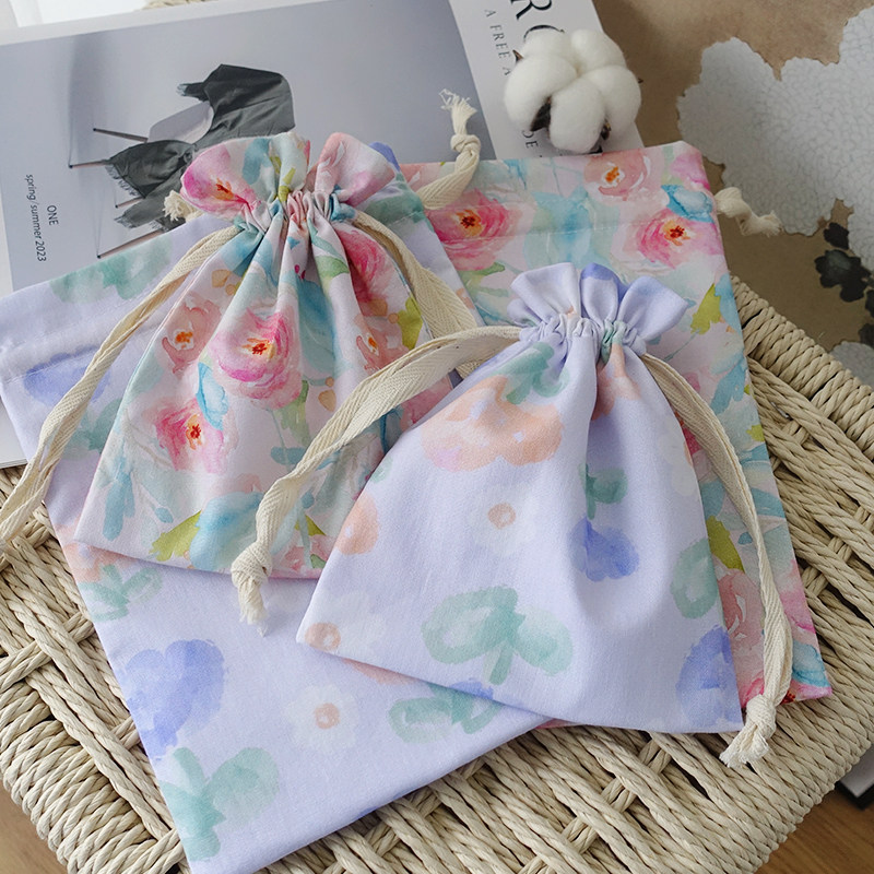 ins风可爱花朵收纳袋袋子小包便携化妆袋抽绳包旅行随身月事包邮,收纳整理,化妆包,淘宝优惠券,粉丝福利购,淘宝优惠卷