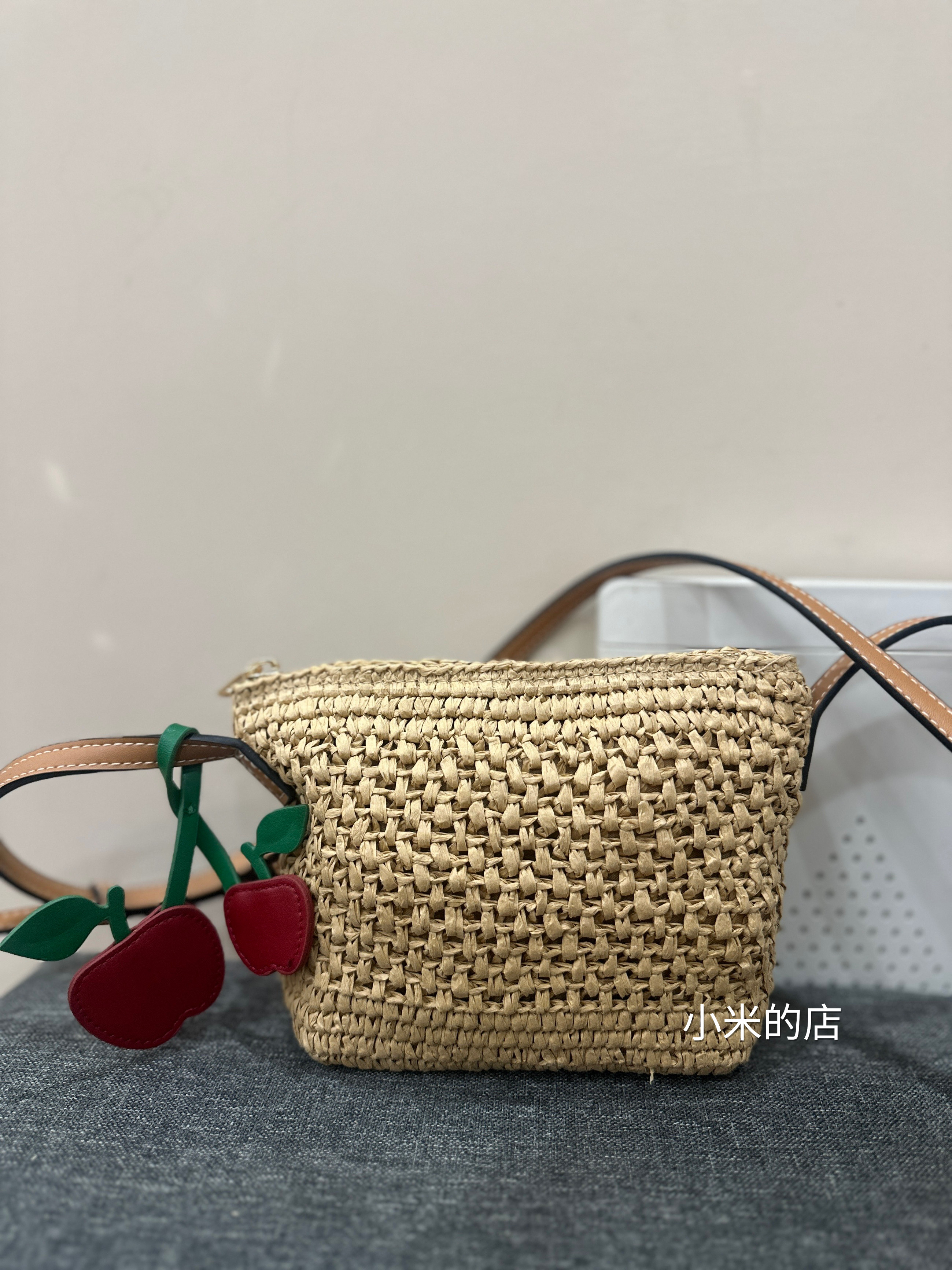 柜货 2026拉链樱桃草编包女童包幼童酒椰草包斜挎包糖果包